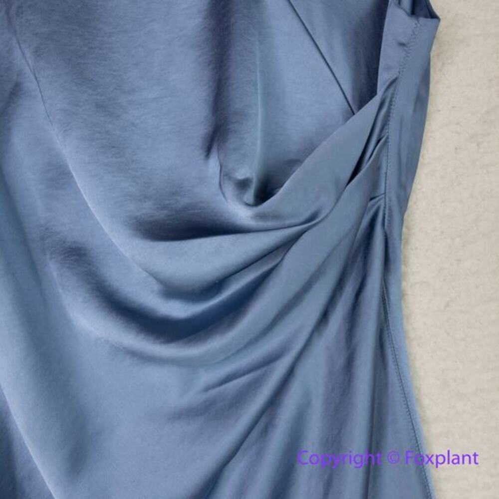 New! White House Black Market Sleeveless Satin Slip Dress in blue, size 10‎ - Picture 12 of 13